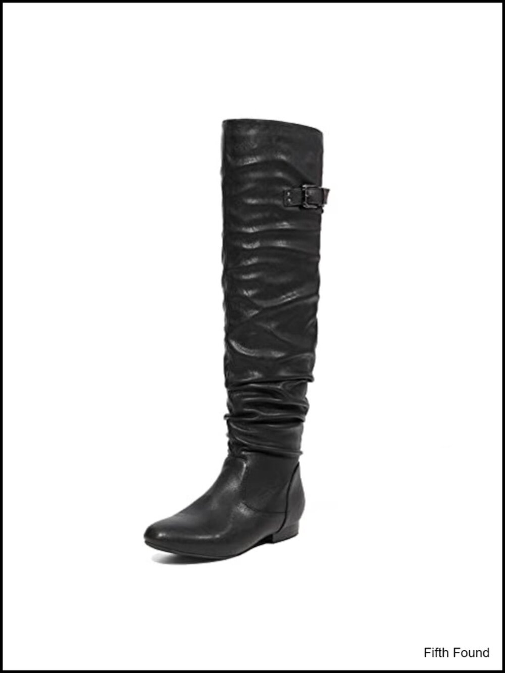 Over the Knee Flat Boots Faux Fur Lined Slouch Thigh High Buckle Lace Up